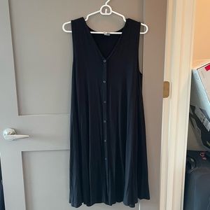 Black v-neck jersey dress